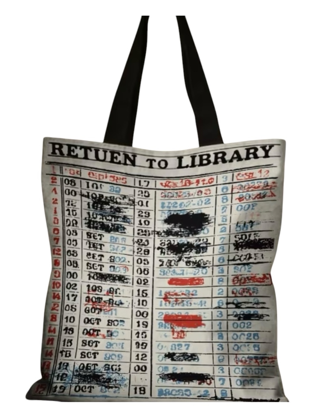Return to Library Printed Tote Bag - Black & Cream